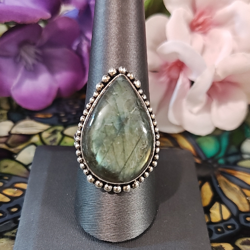 Laboradorite Gemstone Ring - Size 10